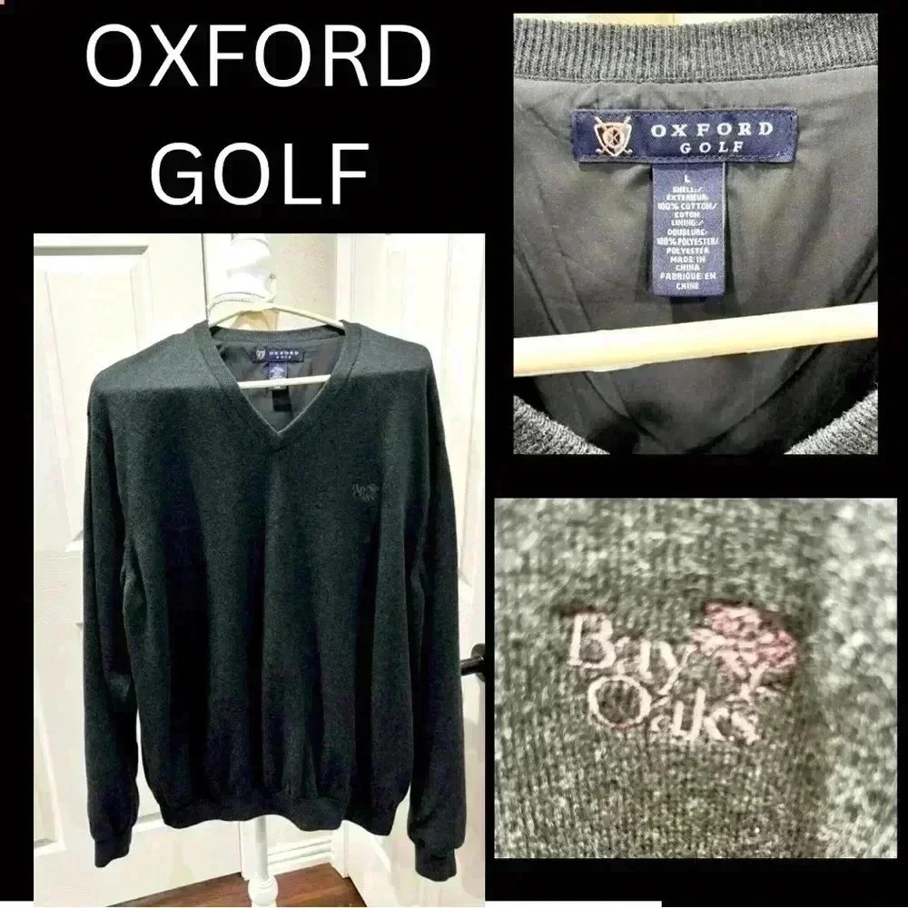 Oxford Golf Bay Oaks Lined V- neck Golf sweater performance lined